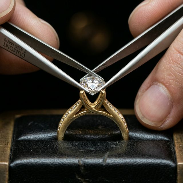 Jeweler setting diamond