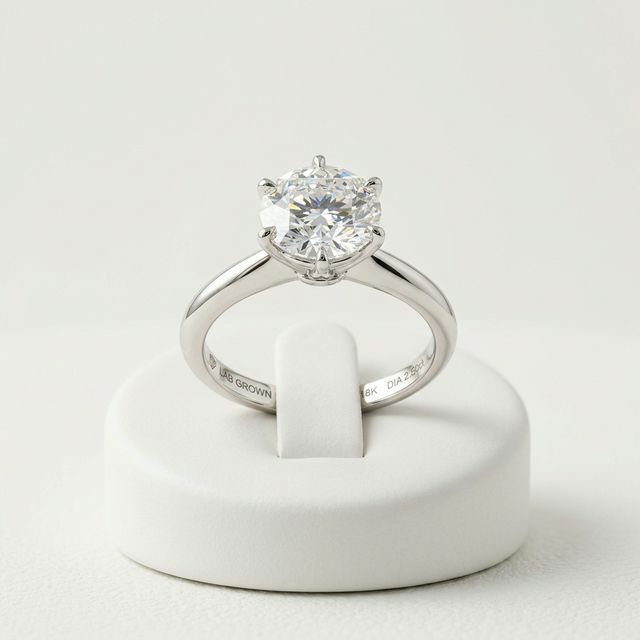 Hyper-realistic lab-grown diamond ring in bright studio