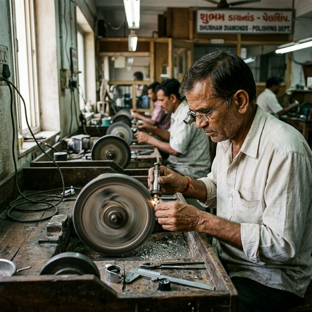 Documentary photography of a diamond cutter at work